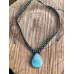 Collier macramé et Amazonite sertie Collier macramé et Amazonite sertie