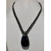 Collier macramé et Hypersthène sertie Collier macramé et Hypersthène sertie
