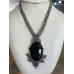 Collier macramé et Obsidienne argentée Elfique