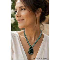 Collier macramé et Séraphinite sertie