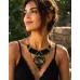 Eclipse : Collier plastron en macramé et Obsidienne Dorée