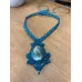 Collier macramé Elfique fil canard et Labradorite