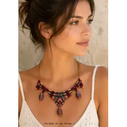 Petit Arcadia : Collier plastron macramé et Jaspe