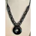 Collier macramé dentelle et donut en Onyx