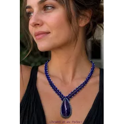 Collier macramé femme et Améthyste
