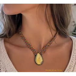 Collier multicolore et Labradorite vert/doré