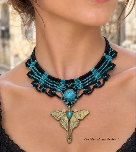 Faëlith : Plastron Papillon et Amazonite