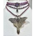 Collier multirang macramé, papillon nocturne et Améthyste Collier multirang macramé, papillon nocturne et Améthyste