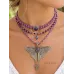 Collier multirang macramé, papillon nocturne et Améthyste Collier multirang macramé, papillon nocturne et Améthyste