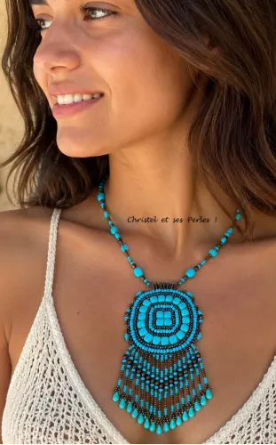 Collier perles Tila turquoise
