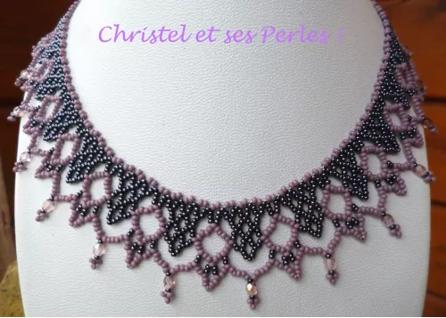 Collier perles, petite folie Parme et hématite Collier perles, petite folie Parme et hématite