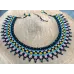 Collier perles tissé, géométrique, parme orange turquoise