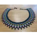 Collier perles tissé, géométrique, parme orange turquoise