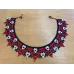 Collier perles coeurs rouge noir blanc