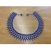 Collier perles tissé, géométrique, Bleu marine blanc