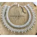 Collier perles tissé, dentelle rouge rubis ou blanche