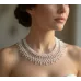 Collier perles tissé, dentelle rouge rubis ou blanche
