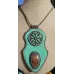 Collier cuir brodé jaspe et estampe métal