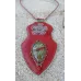 Collier cuir brodé jaspe dragon et estampe métal