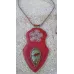 Collier cuir brodé jaspe dragon et estampe métal