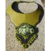 Collier plastron cuir et pierre brodée