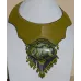 Collier plastron cuir et pierre brodée