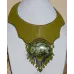 Collier plastron cuir et pierre brodée