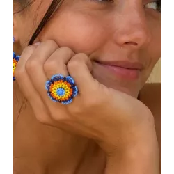 Bague fleur en perles