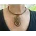 Pendentif Jaspe orbiculaire sur cordon cuir