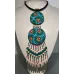 Eclat nomade : Collier double pendentif tissu et perles