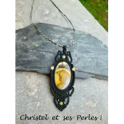 Pendentif macramé et Jaspe Bourdon