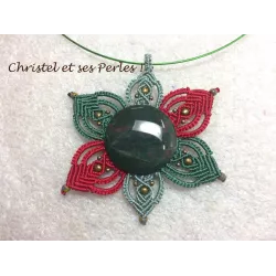 Pendentif macramé DESERT SUN fleur jaspe