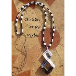 Pendentif Art Déco noir/blanc/gris